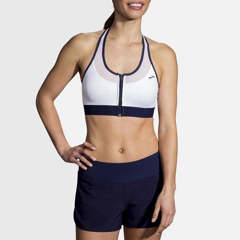 Brooks Fastforward Zip Australia - Women's Running Bra - White (415237-VHW)